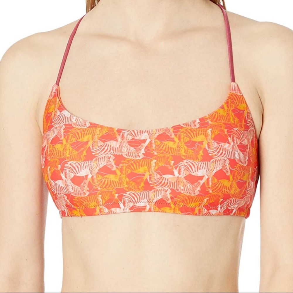 PRANA NWT Merrow Bikini Top Carmine Pink Safari - Picture 2 of 5